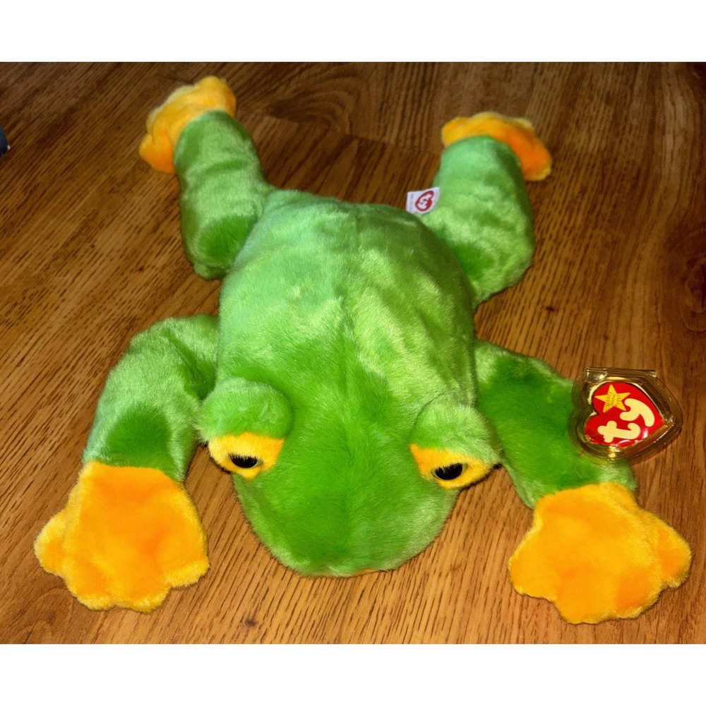 Ty Large Plush Beanie Buddy SMOOCHY the Frog 15" MWMTs Stuffed Animal Toy